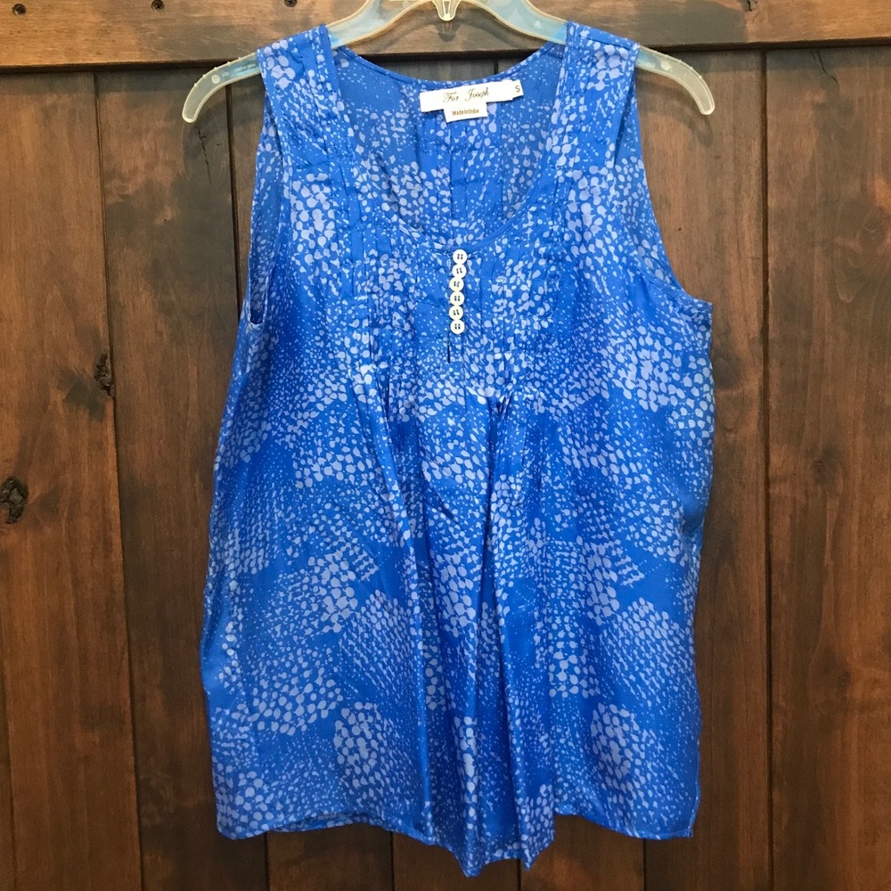 100% Silk blue flowy tank/blouse